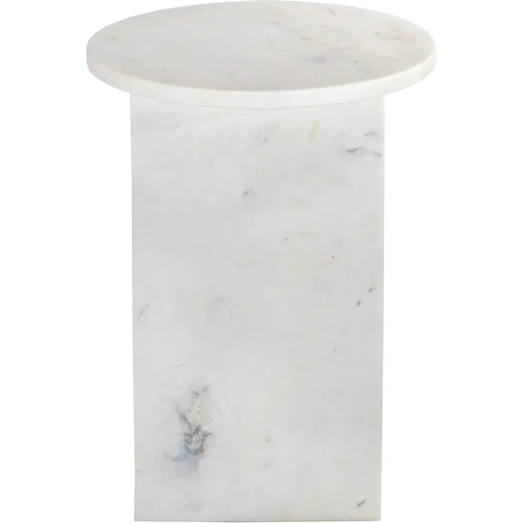 Grace White Marble Round Accent Table - LOOMLAN - Moe's Home - Side Tables