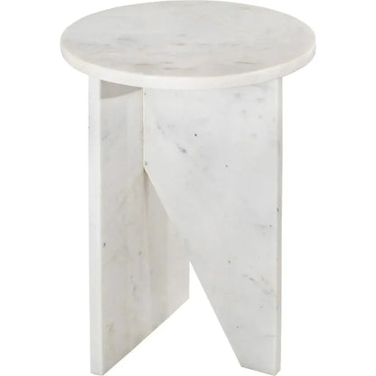 Grace White Marble Round Accent Table - LOOMLAN - Moe's Home - Side Tables
