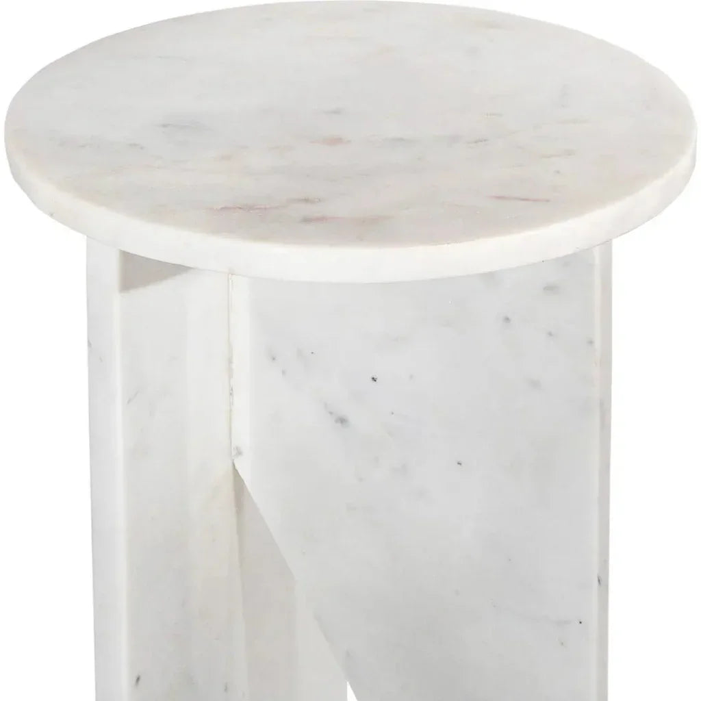 Grace White Marble Round Accent Table - LOOMLAN - Moe's Home - Side Tables