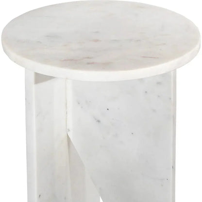 Grace White Marble Round Accent Table - LOOMLAN - Moe's Home - Side Tables