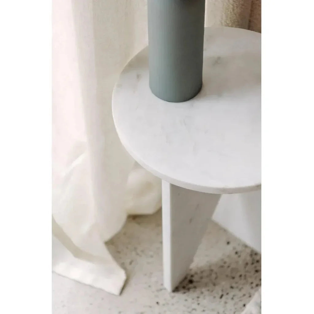 Grace White Marble Round Accent Table - LOOMLAN - Moe's Home - Side Tables