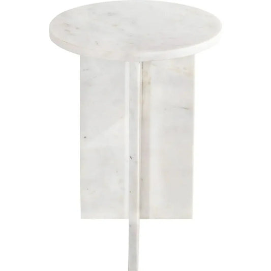 Grace White Marble Round Accent Table - LOOMLAN - Moe's Home - Side Tables