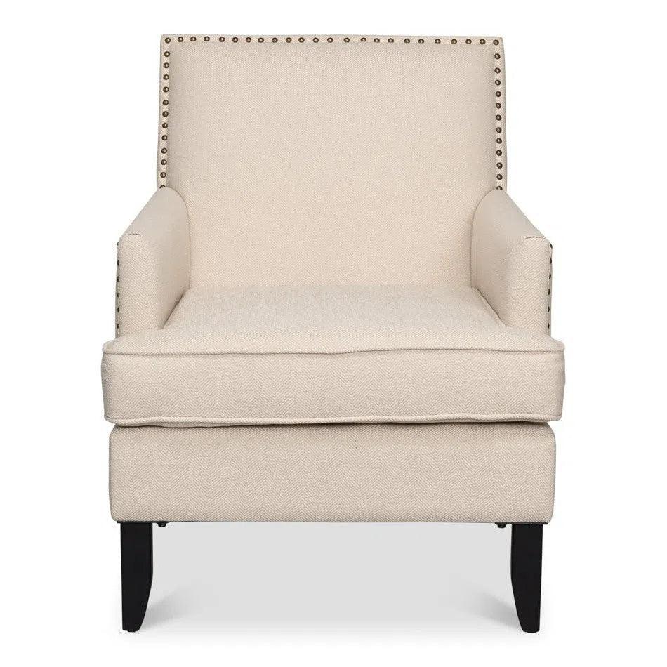 Grady Accent Chair Cream Linen Fabric - LOOMLAN - Sarreid - Accent Chairs