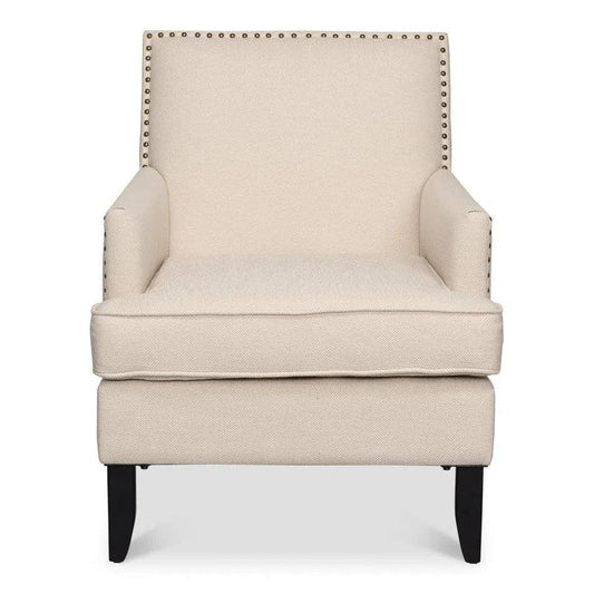 Grady Accent Chair Cream Linen Fabric - LOOMLAN - Sarreid - Accent Chairs