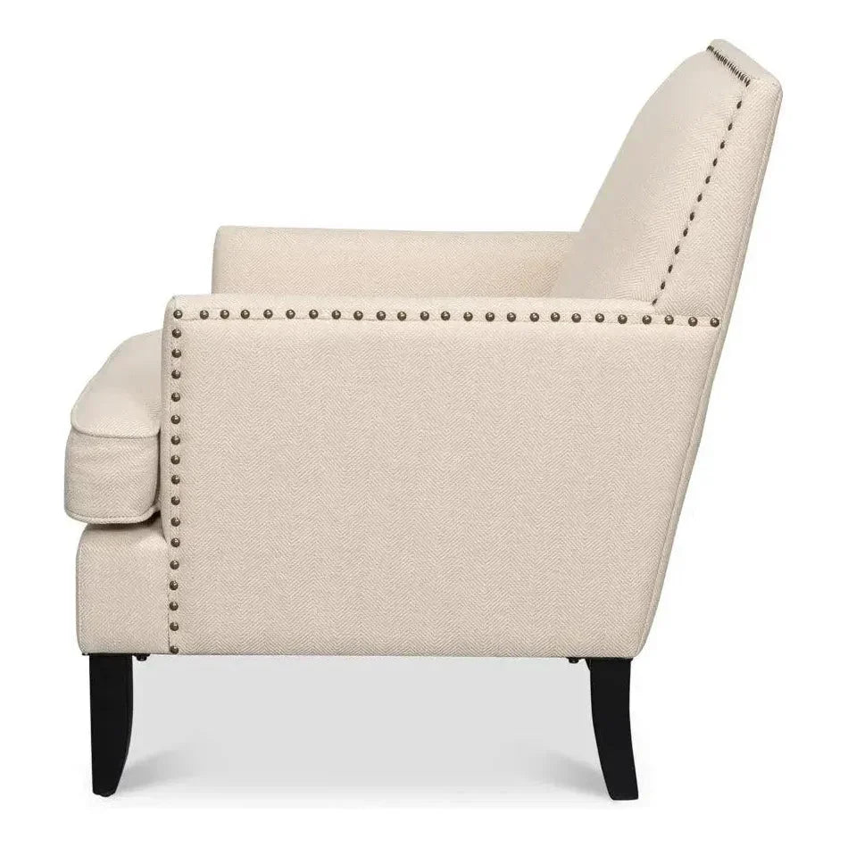 Grady Accent Chair Cream Linen Fabric - LOOMLAN - Sarreid - Accent Chairs