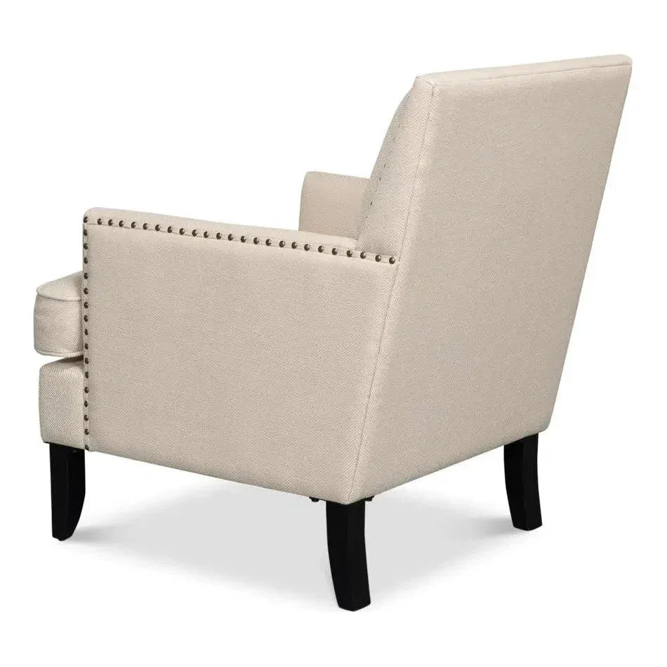 Grady Accent Chair Cream Linen Fabric - LOOMLAN - Sarreid - Accent Chairs