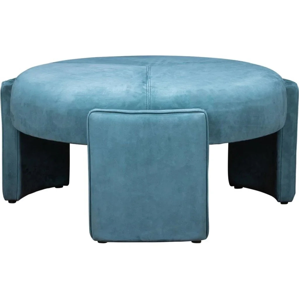 Gramercy Leather Round Ottoman - LOOMLAN - Olivia + Quinn - Ottomans