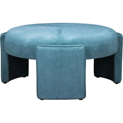 Gramercy Leather Round Ottoman - LOOMLAN - Olivia + Quinn - Ottomans