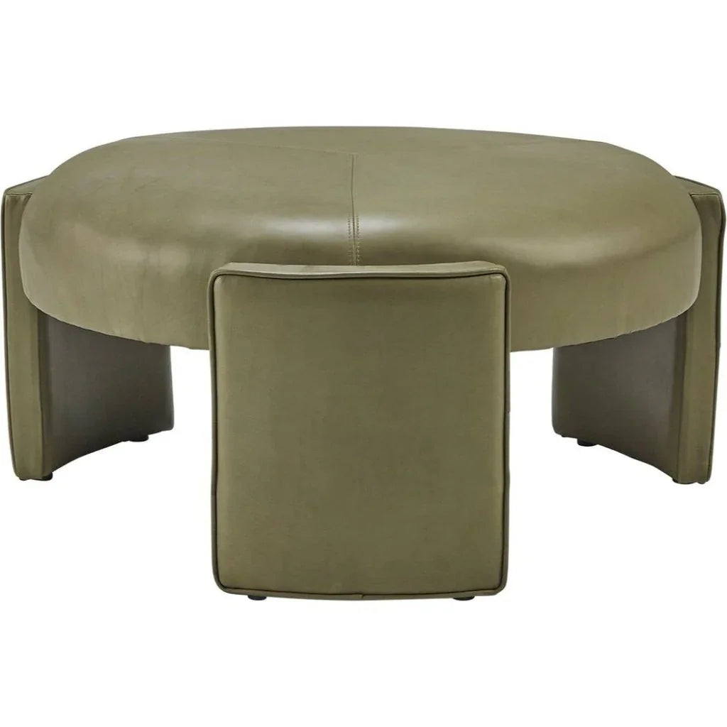 Gramercy Leather Round Ottoman - LOOMLAN - Olivia + Quinn - Ottomans