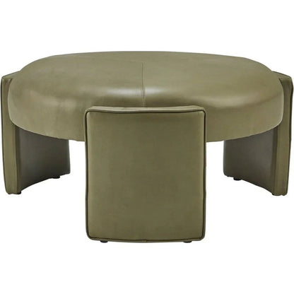 Gramercy Leather Round Ottoman - LOOMLAN - Olivia + Quinn - Ottomans