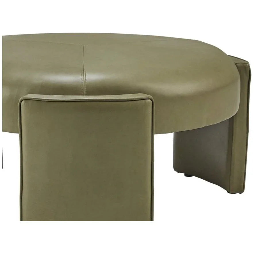 Gramercy Leather Round Ottoman - LOOMLAN - Olivia + Quinn - Ottomans