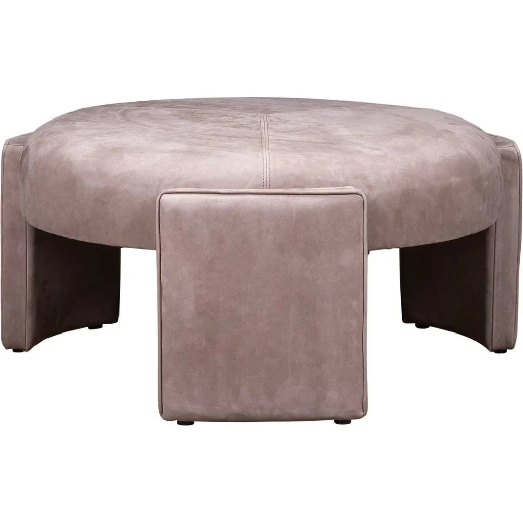 Gramercy Leather Round Ottoman - LOOMLAN - Olivia + Quinn - Ottomans