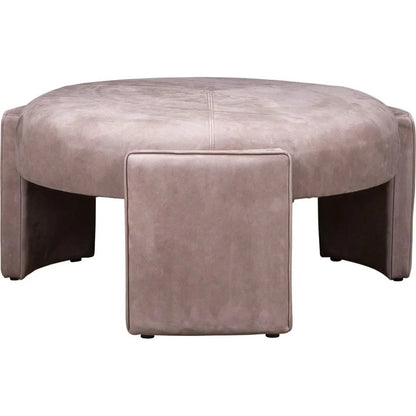 Gramercy Leather Round Ottoman - LOOMLAN - Olivia + Quinn - Ottomans