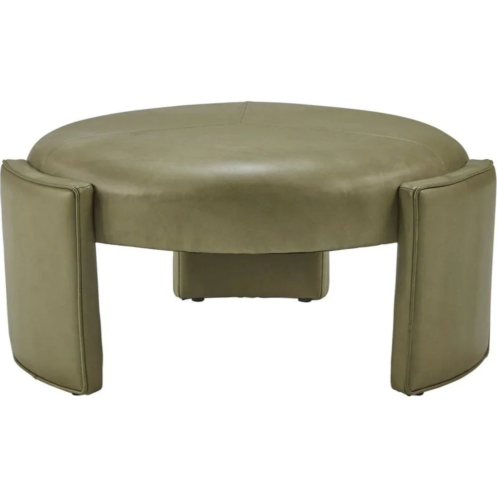 Gramercy Leather Round Ottoman - LOOMLAN - Olivia + Quinn - Ottomans
