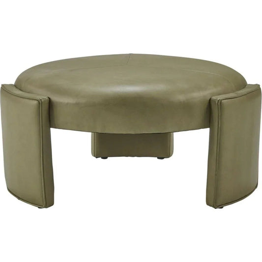 Gramercy Leather Round Ottoman - LOOMLAN - Olivia + Quinn - Ottomans
