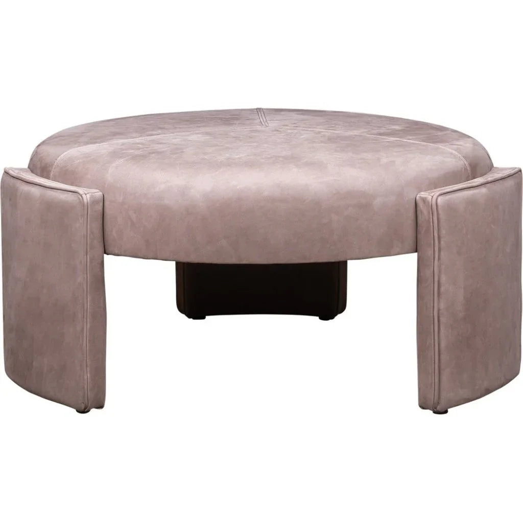 Gramercy Leather Round Ottoman - LOOMLAN - Olivia + Quinn - Ottomans