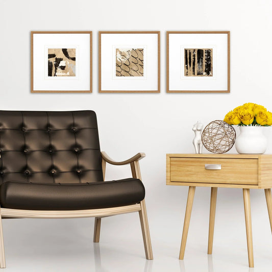 Grammercy II Wood Brown Framed Wall Art 3PC