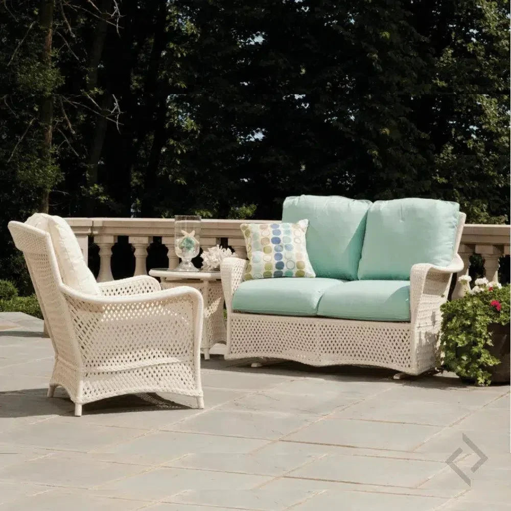 Grand Traverse 3Pc Set Gliding Loveseat Chair & Table-Outdoor Lounge Sets-Lloyd Flanders-LOOMLAN