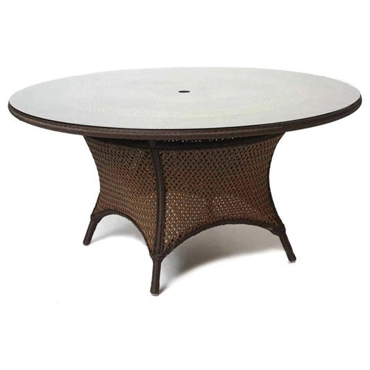 Grand Traverse Teak Dining Table Umbrella Holder-Outdoor Dining Tables-Lloyd Flanders-LOOMLAN