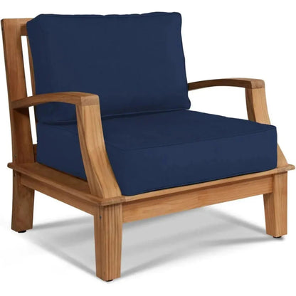 Grande Teak Club Chair Sunbrella Cushion-Outdoor Accent Chairs-HiTeak-Navy-LOOMLAN
