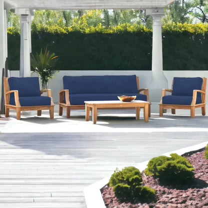 Grande Teak Club Chair Sunbrella Cushion-Outdoor Accent Chairs-HiTeak-LOOMLAN
