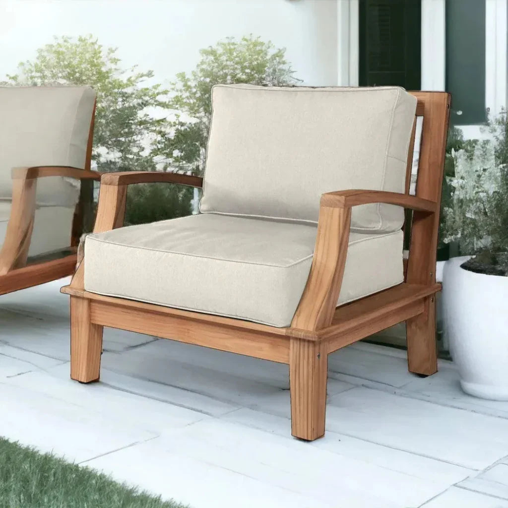 Grande Teak Club Chair Sunbrella Cushion-Outdoor Accent Chairs-HiTeak-LOOMLAN