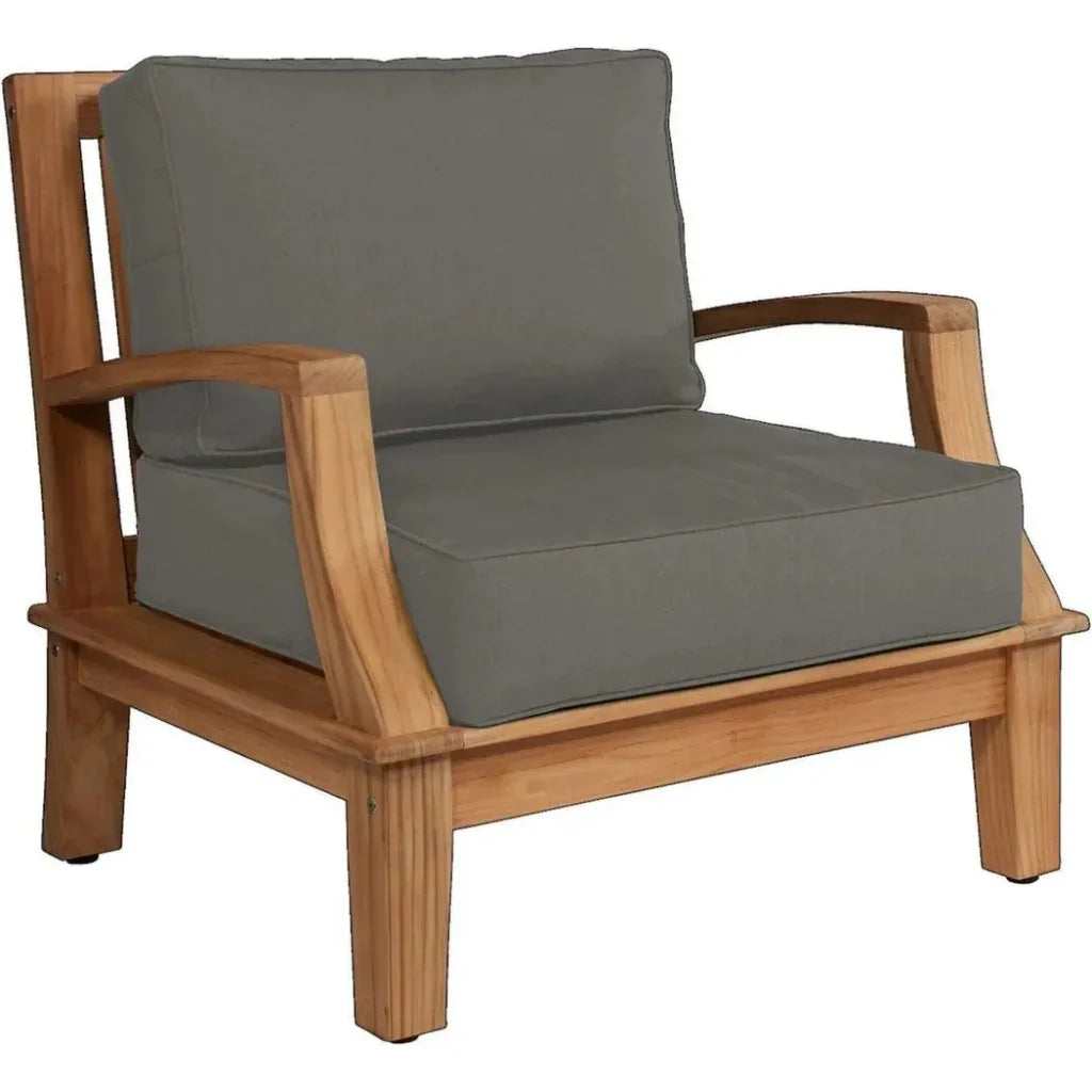 Grande Teak Club Chair Sunbrella Cushion-Outdoor Accent Chairs-HiTeak-Charcoal-LOOMLAN