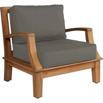 Grande Teak Club Chair Sunbrella Cushion-Outdoor Accent Chairs-HiTeak-Charcoal-LOOMLAN