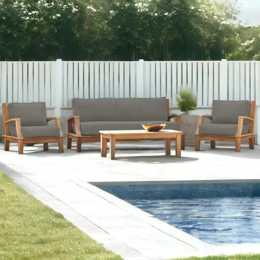 Grande Teak Club Chair Sunbrella Cushion-Outdoor Accent Chairs-HiTeak-LOOMLAN
