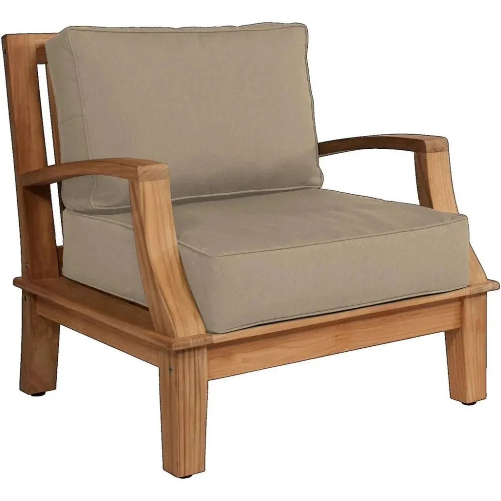 Grande Teak Club Chair Sunbrella Cushion-Outdoor Accent Chairs-HiTeak-Fawn-LOOMLAN