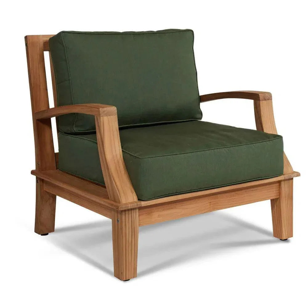Grande Teak Club Chair Sunbrella Cushion-Outdoor Accent Chairs-HiTeak-Fern Green-LOOMLAN