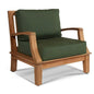 Grande Teak Club Chair Sunbrella Cushion-Outdoor Accent Chairs-HiTeak-Fern Green-LOOMLAN