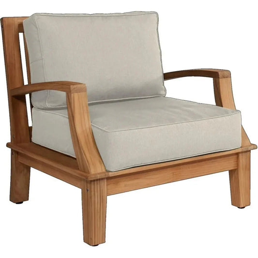 Grande Teak Club Chair Sunbrella Cushion-Outdoor Accent Chairs-HiTeak-Canvas-LOOMLAN