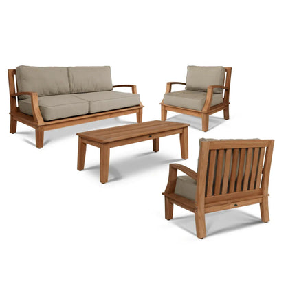 Grande Teak Patio Deep Sofa Set with Sunbrella 4PC - LOOMLAN - HiTeak - Outdoor Sofas & Loveseats
