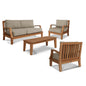 Grande Teak Patio Deep Sofa Set with Sunbrella 4PC - LOOMLAN - HiTeak - Outdoor Sofas & Loveseats