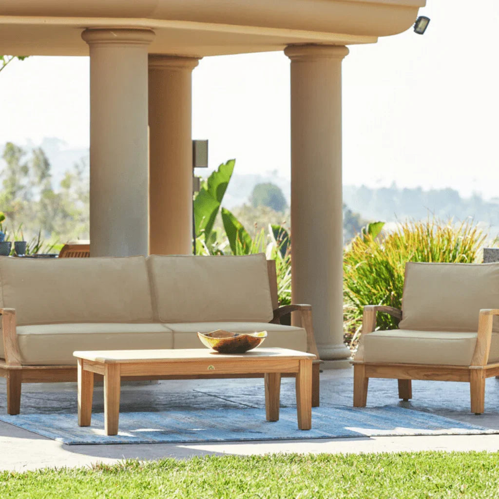Grande Teak Patio Deep Sofa Set with Sunbrella 4PC - LOOMLAN - HiTeak - Outdoor Sofas & Loveseats
