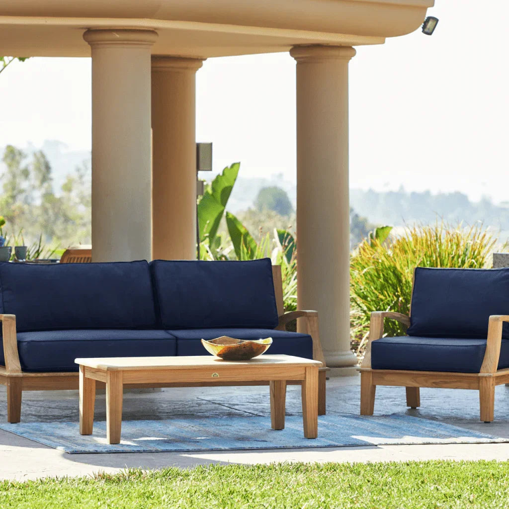 Grande Teak Patio Deep Sofa Set with Sunbrella 4PC - LOOMLAN - HiTeak - Outdoor Sofas & Loveseats