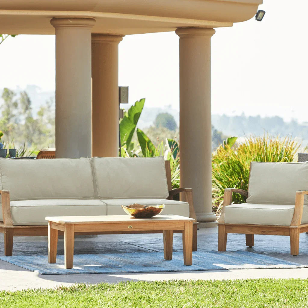 Grande Teak Patio Deep Sofa Set with Sunbrella 4PC - LOOMLAN - HiTeak - Outdoor Sofas & Loveseats