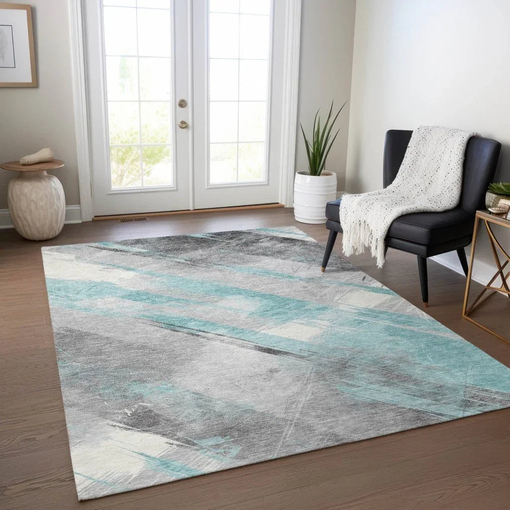 Grandelux Teal Washable Indoor - Outdoor Rug - LOOMLAN - LOOMLAN Rugs - Outdoor Rugs