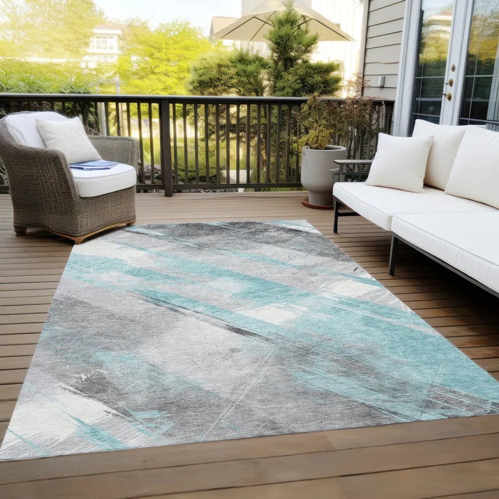 Grandelux Teal Washable Indoor - Outdoor Rug - LOOMLAN - LOOMLAN Rugs - Outdoor Rugs