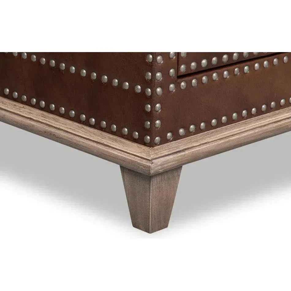 Grandon Equestrian Leather Cocktail Coffee Table - LOOMLAN - Sarreid - Coffee Tables