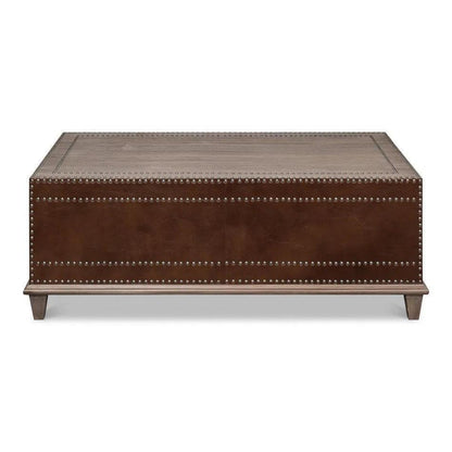 Grandon Equestrian Leather Cocktail Coffee Table - LOOMLAN - Sarreid - Coffee Tables