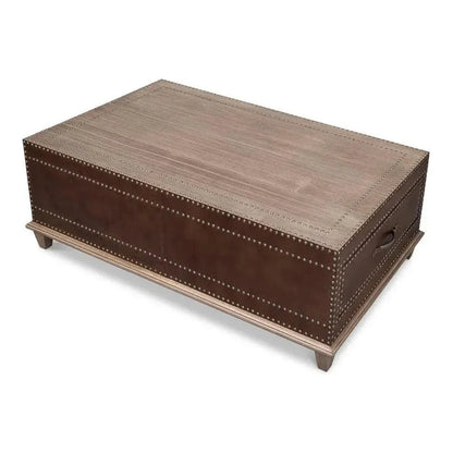 Grandon Equestrian Leather Cocktail Coffee Table - LOOMLAN - Sarreid - Coffee Tables