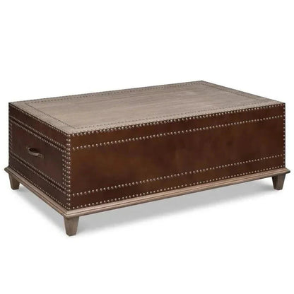 Grandon Equestrian Leather Cocktail Coffee Table - LOOMLAN - Sarreid - Coffee Tables