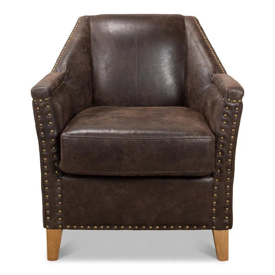 Granville Leather Club Chair - LOOMLAN - Sarreid - Club Chairs