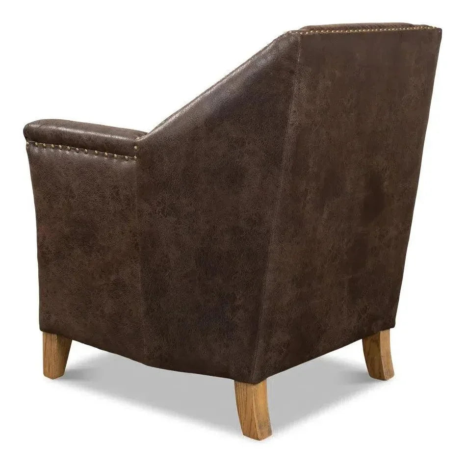 Granville Leather Club Chair - LOOMLAN - Sarreid - Club Chairs