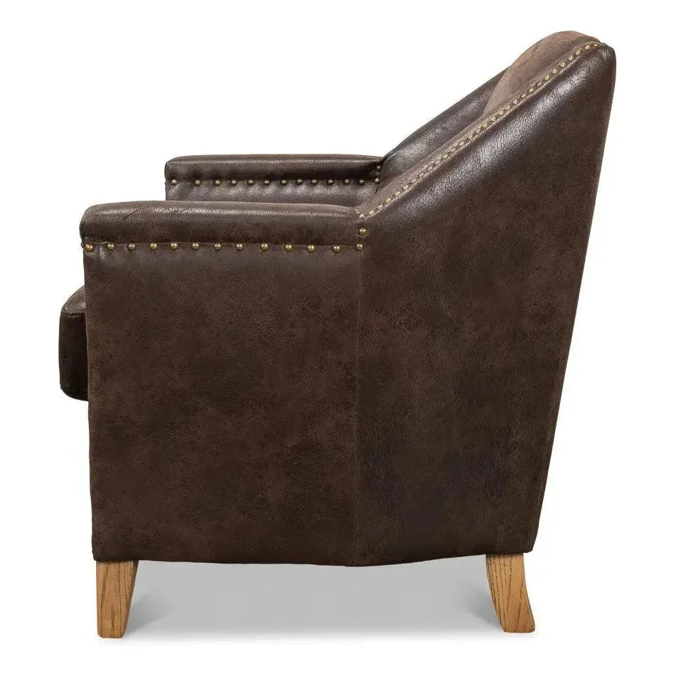 Granville Leather Club Chair - LOOMLAN - Sarreid - Club Chairs