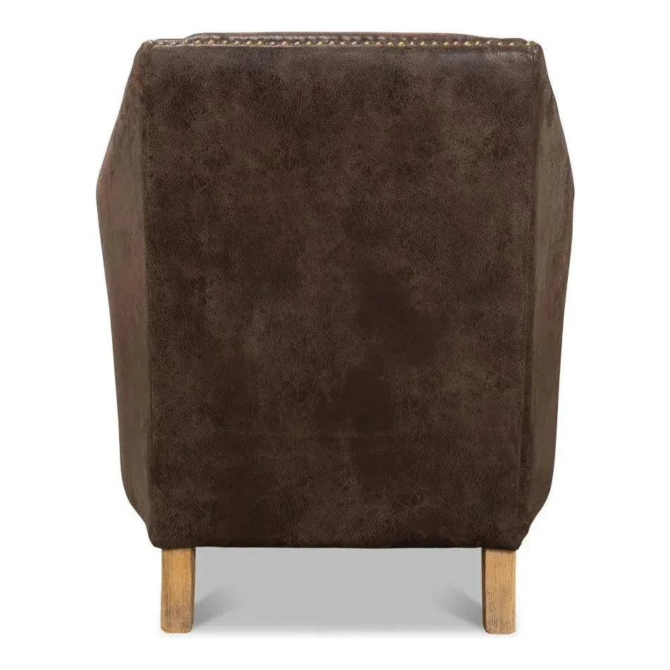 Granville Leather Club Chair - LOOMLAN - Sarreid - Club Chairs