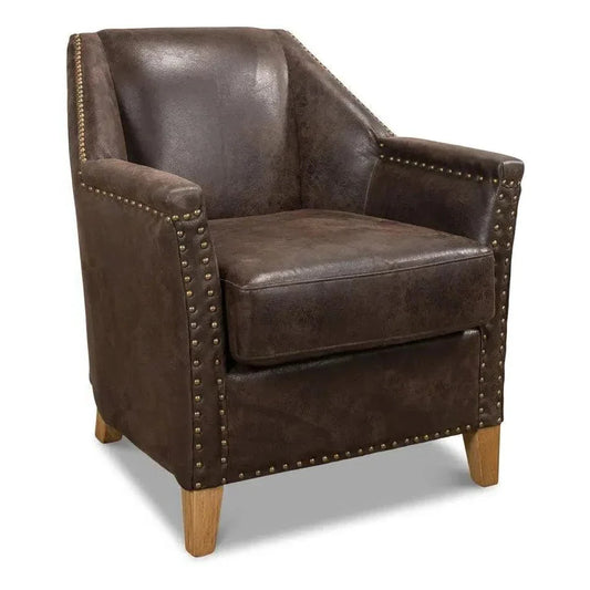 Granville Leather Club Chair - LOOMLAN - Sarreid - Club Chairs