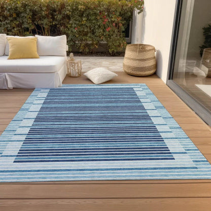 Graphyne Blue Washable Indoor - Outdoor Rug - LOOMLAN - LOOMLAN Rugs - Outdoor Rugs